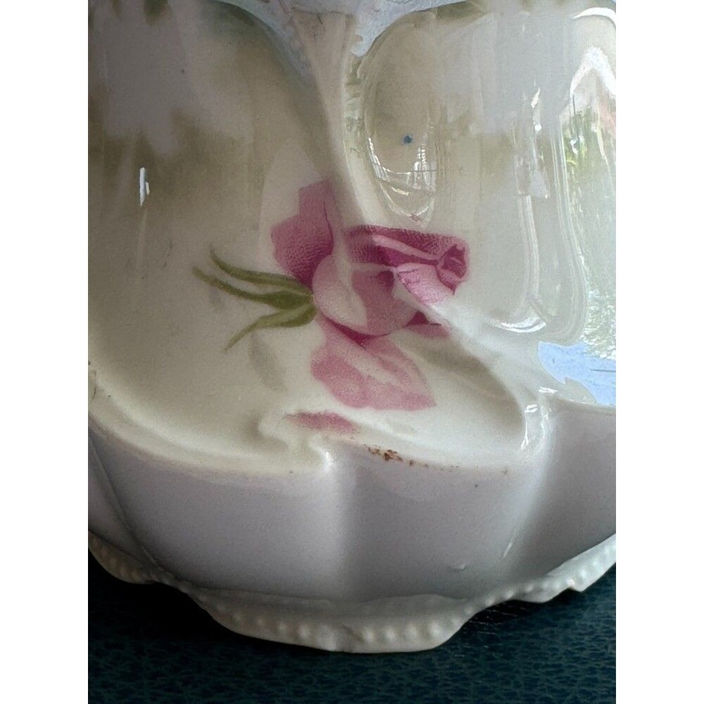 Antique Hand Painted Rose Porcelain Covered Sugar Bowl Art Nouveau Footed - Picture 14 of 16